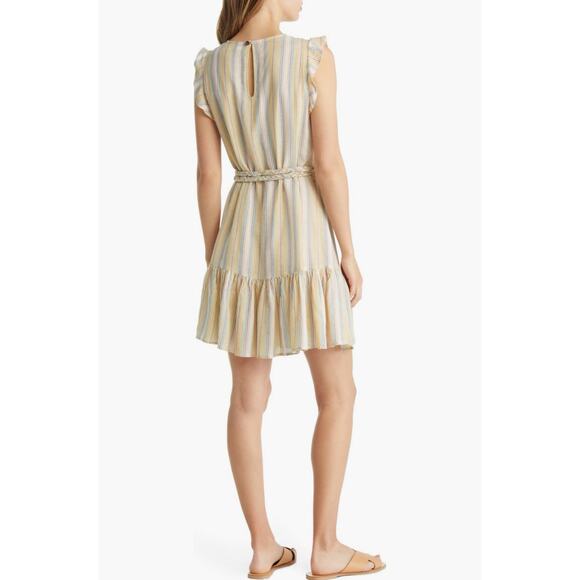 Marine Layer Laney Stripe Tiered Cotton Mini Dress in Beachy Stripe, XL - Picture 9 of 12
